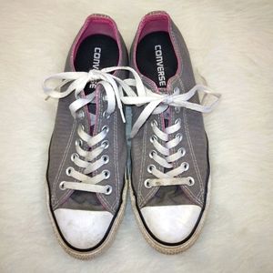 SHOES Converse low, double tongue,  pink & gray, size 10.5